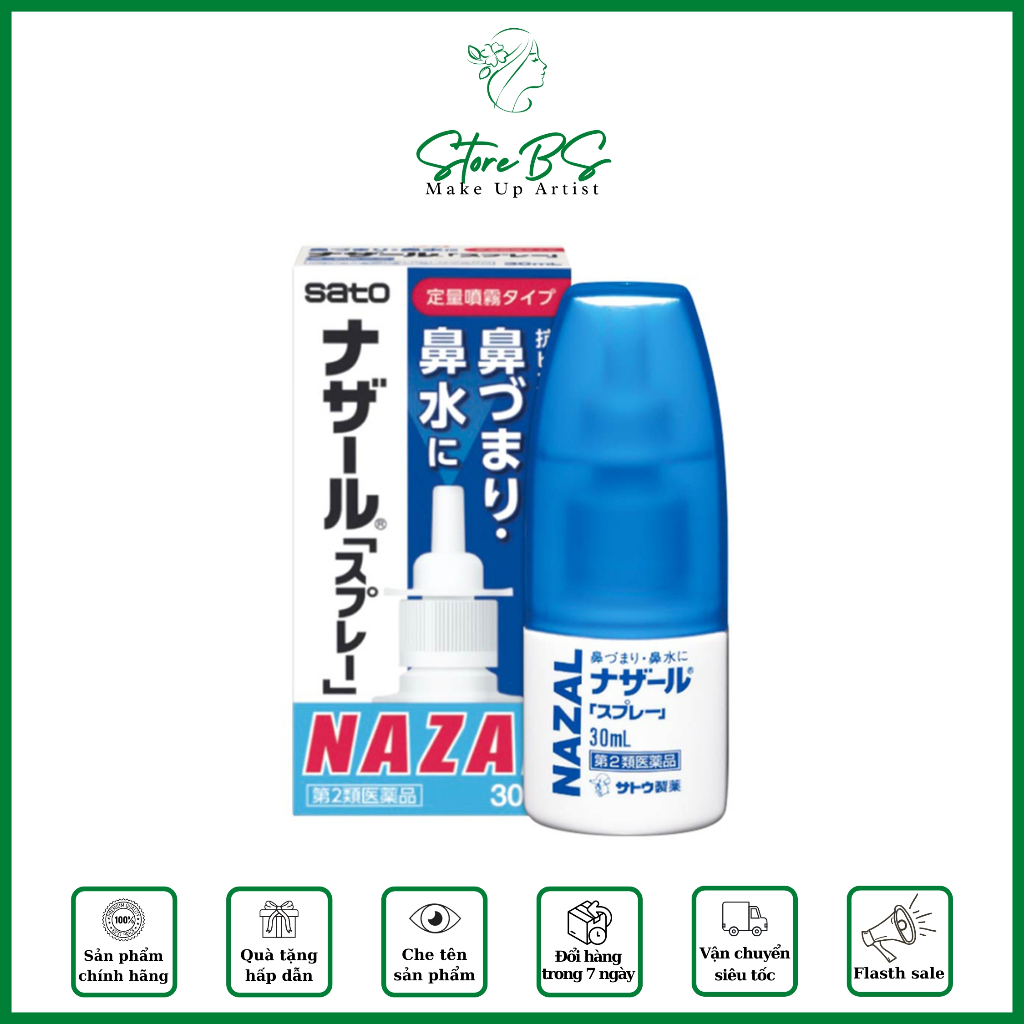 Xịt hỗ trợ ngạt mũi Nazal Sato Nhật Bản 30ml