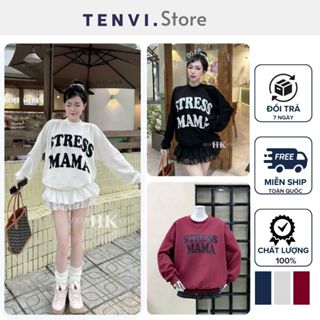 Áo Sweater Nữ In Chữ Trước Ngực Form Dáng Boxy Năng Động Vải Nỉ 2 Da Cao Cấp TV69