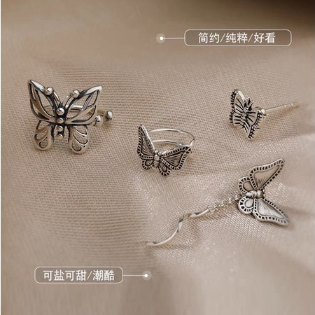 1 CHIẾC bông tai bươm bướm bạc thái