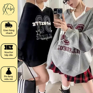  Set Áo Trễ Vai Dày Tay Set 2 Món Áo Tăm Cổ Yếm Mix Áo Nỉ Trễ Vai Form Rộng Siêu Xinh - Z48 