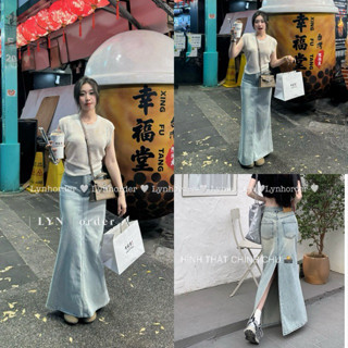 Chân váy jean dáng dài Lynclothing (96cm - HÌNH THẬT CHÍNH CHỦ )