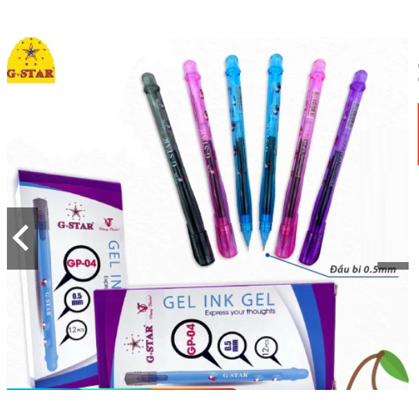 Hộp 12 Cây Viết Gel Gstar GP04 Ngòi 0.5mm ( Xanh, Đỏ, Đen, Tím )