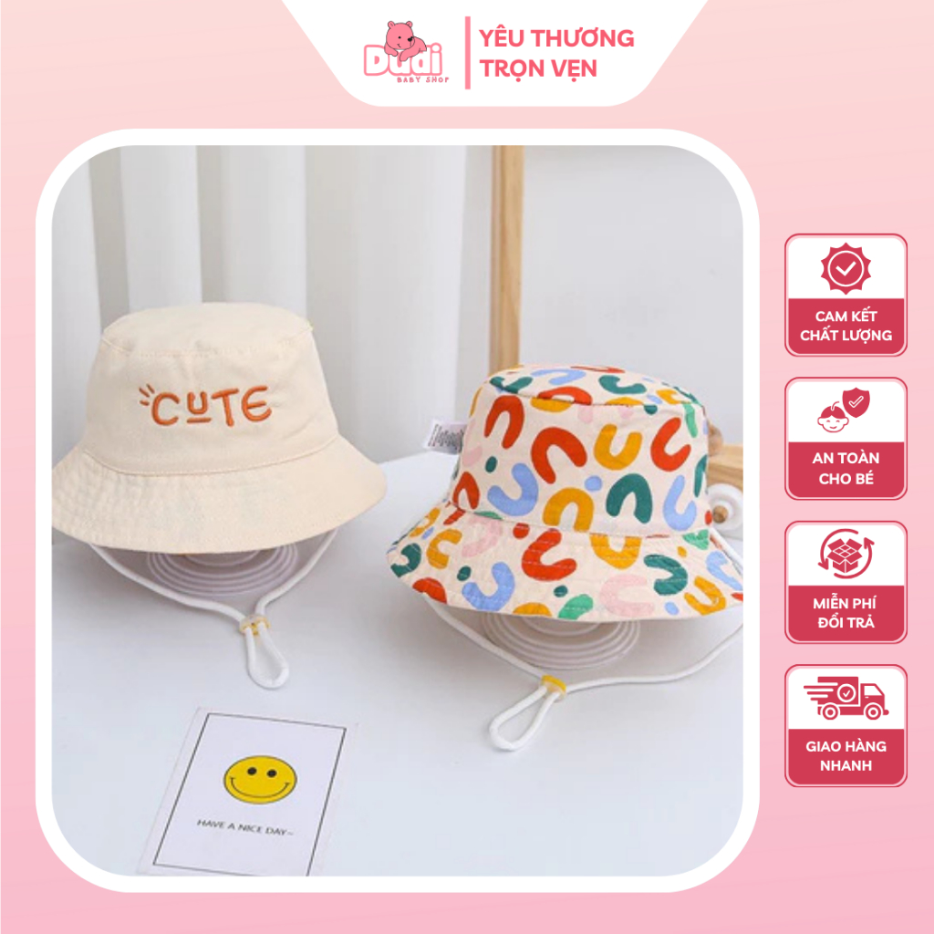 Siêu Sale 10/10 Mũ Tai Bèo Vải Cotton Hai Mặt Chống Nắng Thời Trang Cho Bé 0-7 tuổi