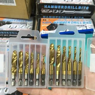  Bộ 6 mũi khoan - Taro xoắn phủ TiN màu vàng từ chuyên taro thép - taro inox hàng Đài Loan chất lượng cao 