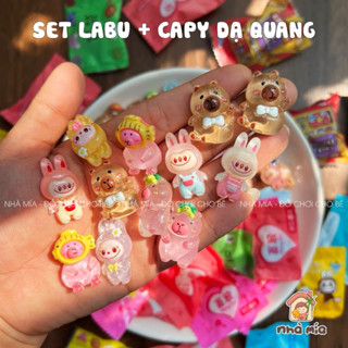 [Mua Sét 50 tặng 10]Sét 20,50 túi mù dạ quang labubu cappy Blind Bag, Túi mù động vật phát sáng labubu cappy charm sáng