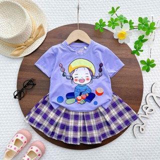 Set váy xếp ly VẢI KATE cho bé gái có quần chip trong từ 10 đến 32kg-vải mềm-HOANGNAMKIDS-SETVAYCARO1