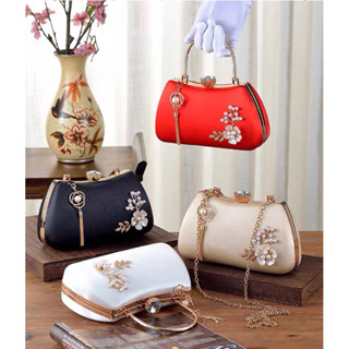 SẴN HÀNG CỐP DẠ HỘI ÁO DÀI  DA LỤA MỊN ĐÍNH HOA VĂN TÚI XÁCH TRUNG NIÊN TẶNG MẸ DỰ TIỆC CƯỚI