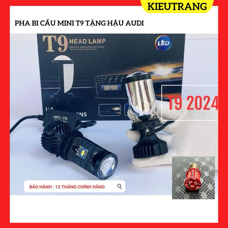 ( Tặng Hậu  Audi ) Đèn Pha Led Bi Cầu T9 Pro H4 Bản 2024 Cho Ô Tô Xe Máy ( Dùng Điện Ắc Quy giá 1 đè