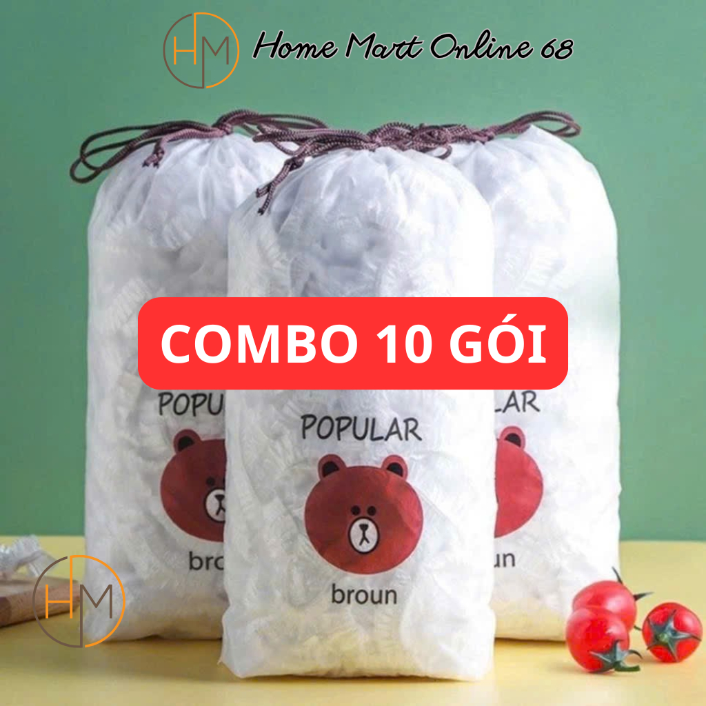 [ COMBO 10 TÚI ] Màng bọc thực phẩm JYoohome chất liệu PE co dãn có chun siêu dai tiện lợi bọc thức ăn