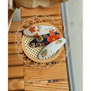 Kẹp tóc bọc vải  hoạ tiết Vintage(giá 1 sp)