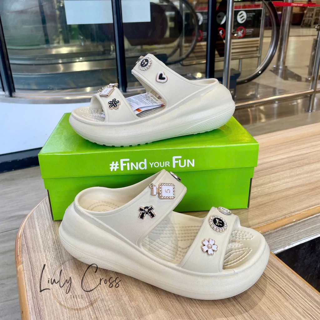 [Full Box] Cross Đế Cao 7CM - Cross Sandal Nữ Đế Cao, tặng kèm sẵn Charm 3D như ảnh
