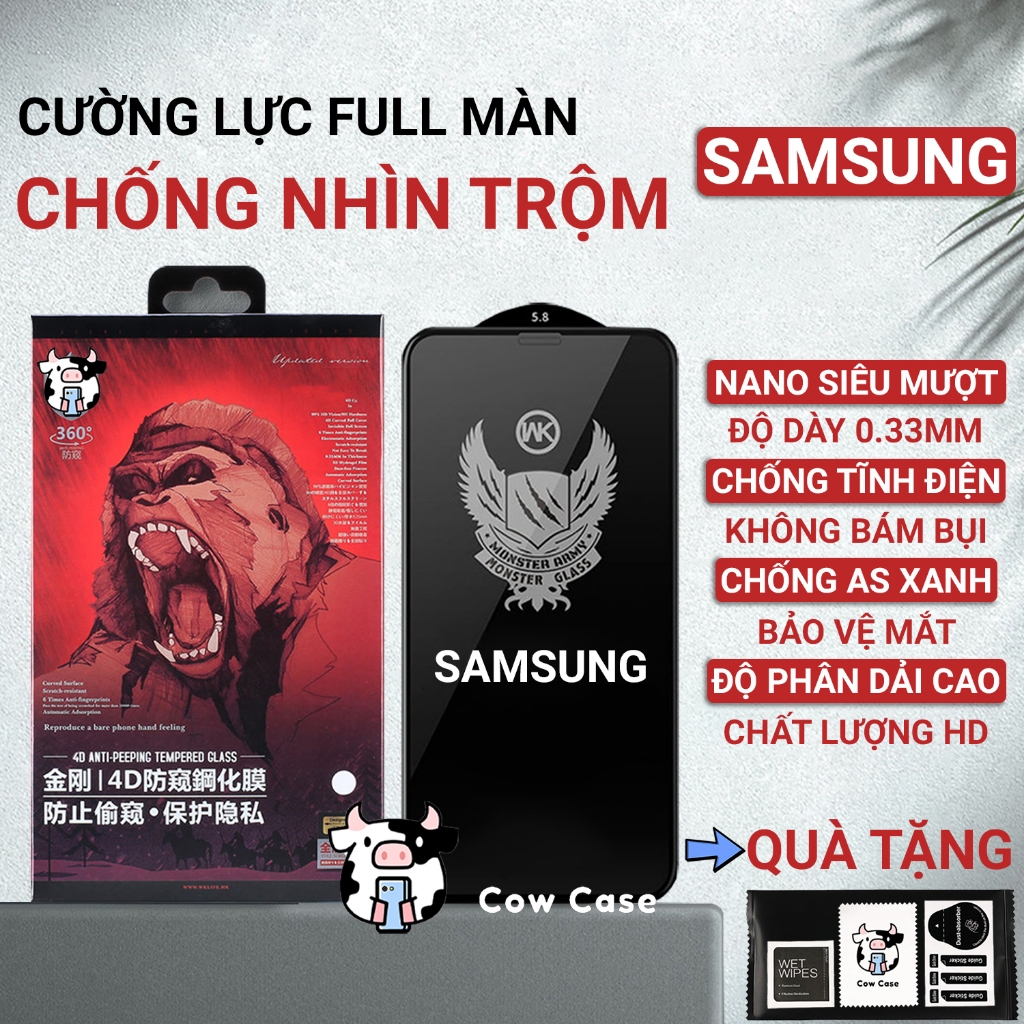 Cường lực Samsung S8, S8 Plus, S8+ chống nhìn trộm full màn bảo vệ màn hình cho ss galaxy Cowcase