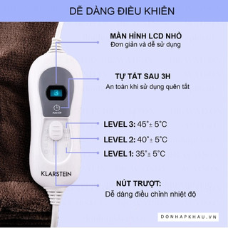 Chăn Sưởi Điện KLARSTEIN DR. WATSON XXL, Chăn Điện, KT 180x200cm, BH 12 Tháng, Shop Authentic