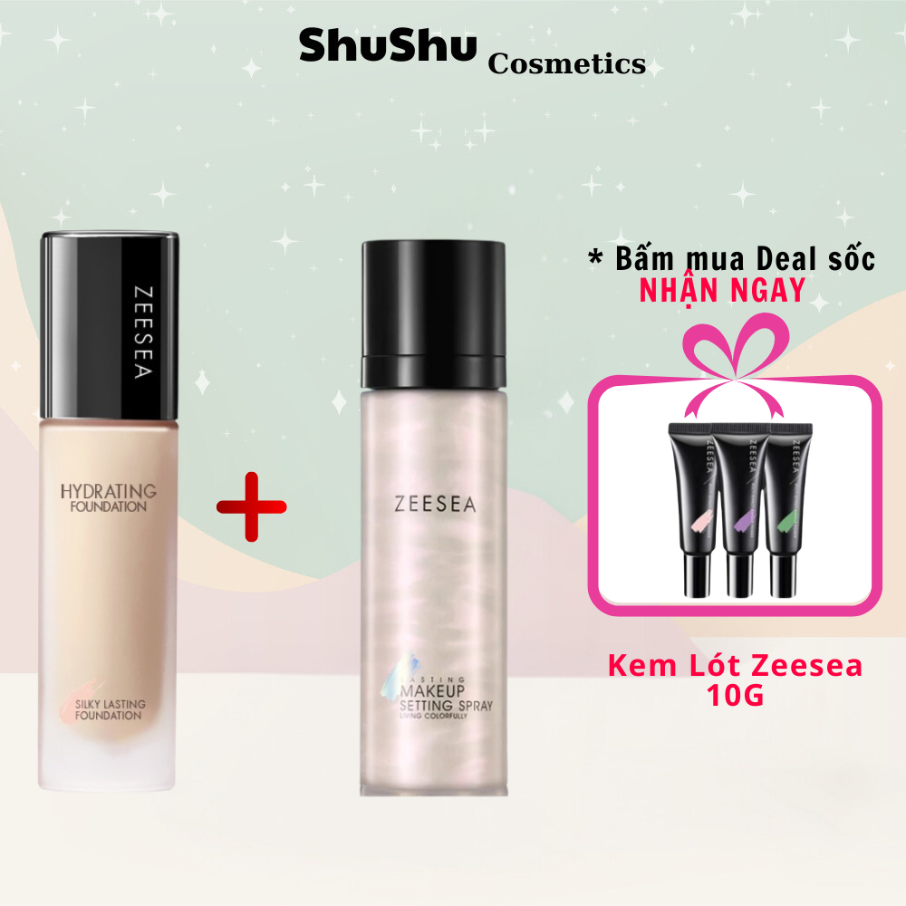 Kem Nền Zeesea 30G, Xịt Khóa Nền Zeesea Tặng Kèm Kem Lót Zeesea 10G Tím Nude Xanh SHUSHU COSMETICS