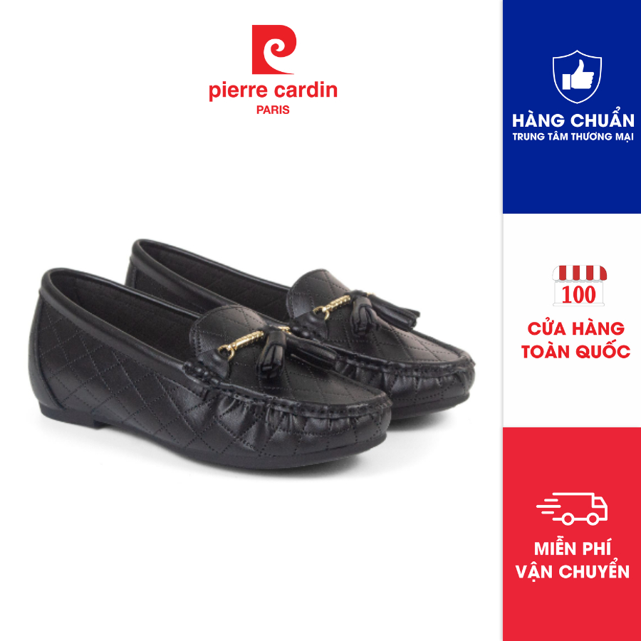 Giày búp bê nữ Pierre Cardin đế cao 4cm, họa tiết khóa thời trang, cực nhẹ, không đau chân - 255