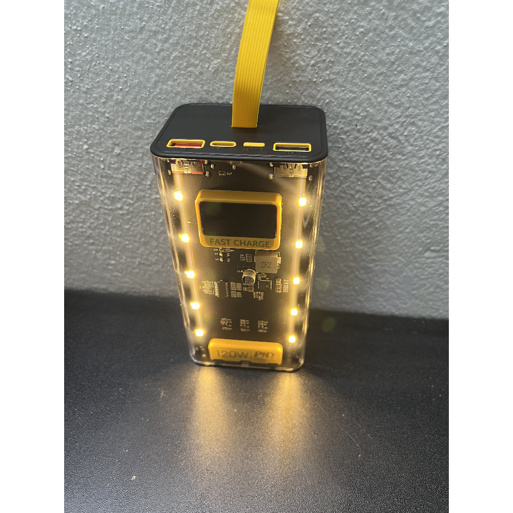 Sạc dự phòng 50.000mAh 120W thiết kế trong suốt sạc nhanh pd 120w pin dung lượng lớn có dây cắm nhiề