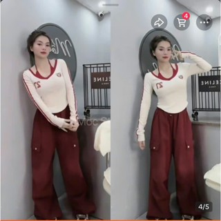 Điệu kids- Hằng Du Mục - Bộ áo thun tay dài cổ dây yếm 27 quần túi hộp 2 màu 22-50,52kg