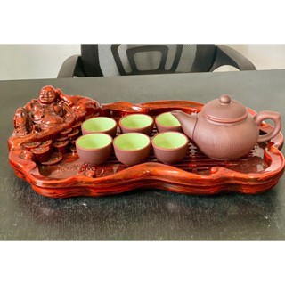  Combo khay trà và bộ ấm chén tử sa cổ cao gốm sứ Bát Tràng màu Nâu bộ thưởng trà đẹp 