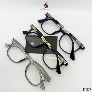 Gọng kính cận nam nữ Chrome Heart mạ điện Titan + nhựa TR90, kính cận tròng vuông họa tiết retro cá tính - K0027 - Aluha