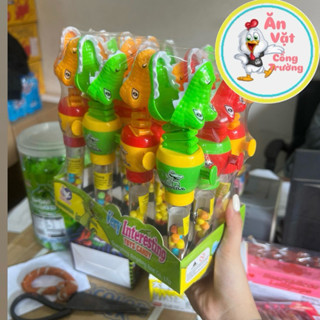 Lốc 12 lọ kẹo kèm đồ chơi cá sấu đớp, cá sấu đớp kèm kẹo đồ chơi đồ ăn vặt sỉ đồ ăn
