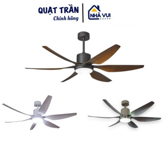 Quạt trần trang trí siêu mát, 6 cánh nhựa ABS, Động cơ DC lõi đồng, Có điều khiển, đèn led đổi màu