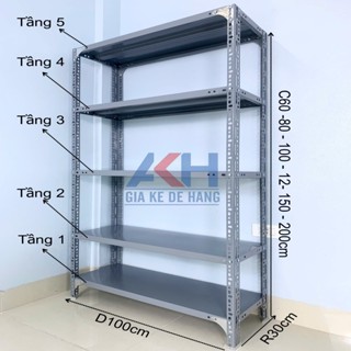  Kệ sắt v lỗ trưng bày lắp ghép đa năng 3 4 5 6 tầng màu trắng + ghi .Kt : Dài 100cm Rộng 30cm 