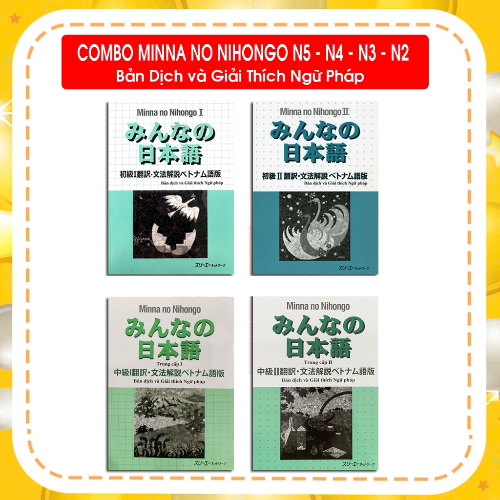 Sách - Combo Minna No Nihongo - Bản Dịch Và Giải Thích Ngữ Pháp - Trình Độ N5,N4,N3,N2 ( Lẻ Tuỳ Chọn