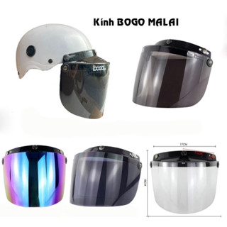 Kính Bogo Malaysia gắn nón bảo hiểm nửa đầu, 3/4 - Dễ tháo lắp, giúp Chắn Gió Chắn Bụi chống tia uv