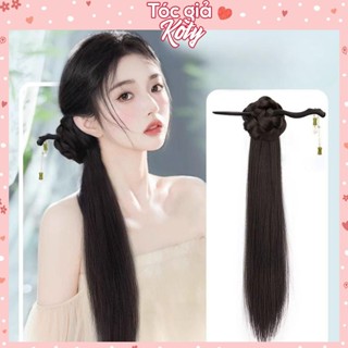 Tóc giả búi trâm tóc thẳng phong cách cổ trang T323