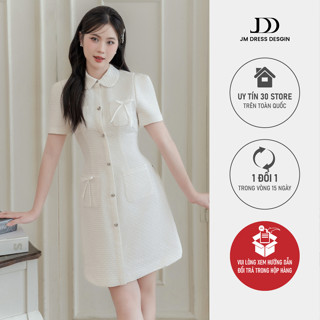 Đầm tay bồng, 4 túi ốp tròn 1S59.2407K, váy đầm cổ bẻ kiểu dáng thanh lịch sang trọng công sở thiết kế bởi JM Dress