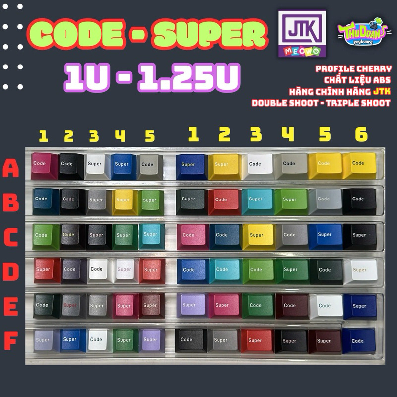 Keycap JTK | MOD CODE & SUPER 1U - 1.25U r4 | Keycap lẻ | Mod JTK | Hàng grab | Double shoot | Chính