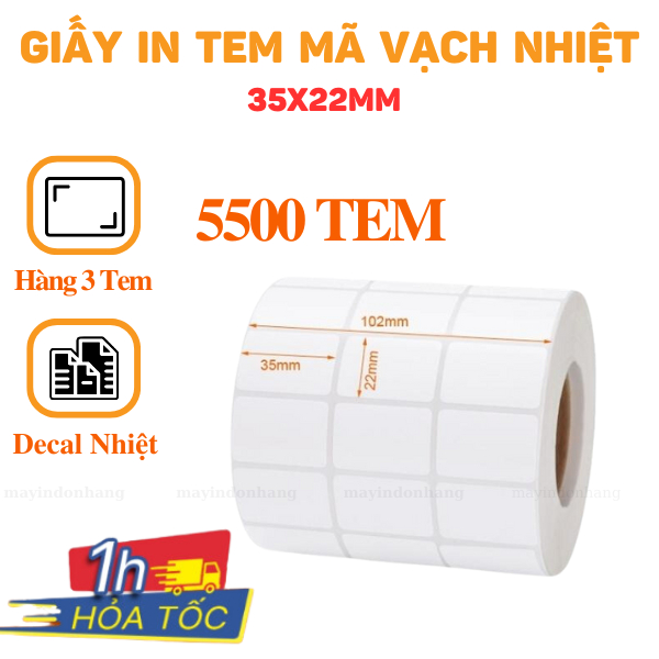 Decal giấy in mã vạch 3 tem 35x22