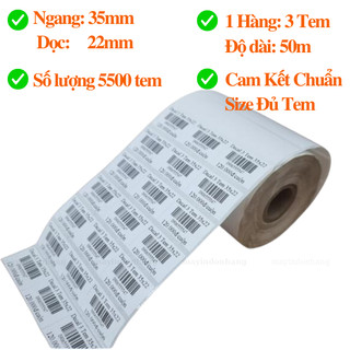 Decal giấy in mã vạch 3 tem 35x22