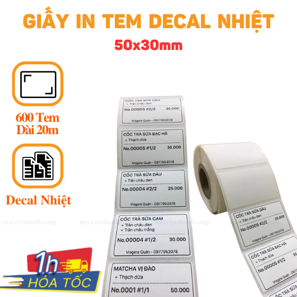 Decal - Tem dán ly trà sữa 40x30