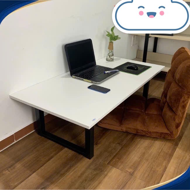 Bàn làm việc chân xếp ,gấp gọn, Ngồi bệt khung sắt dày liên kết chắc chắn, mặt bàn mdf phủ melamin chống xước | BigBuy360 - bigbuy360.vn