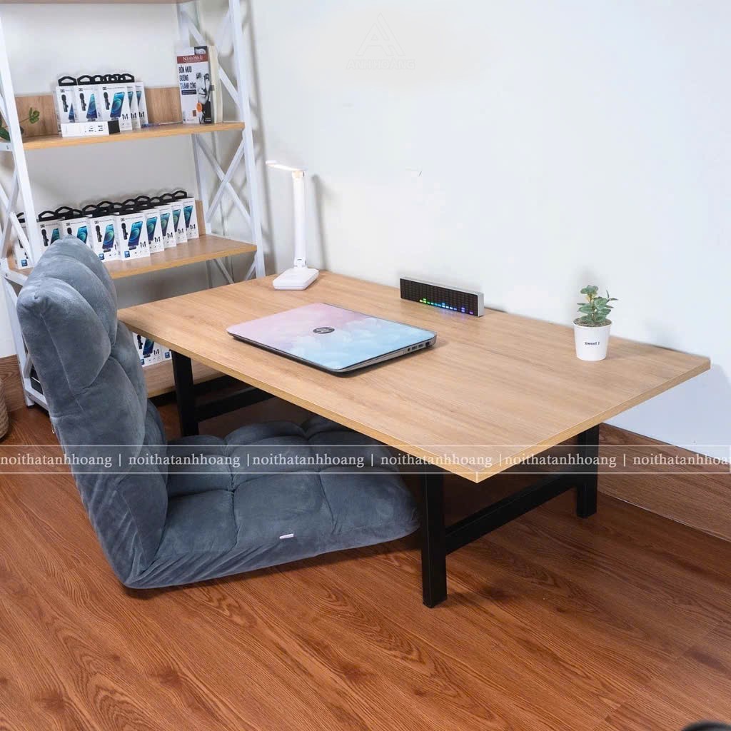 Bàn làm việc chân xếp ,gấp gọn, Ngồi bệt khung sắt dày liên kết chắc chắn, mặt bàn mdf phủ melamin chống xước | BigBuy360 - bigbuy360.vn
