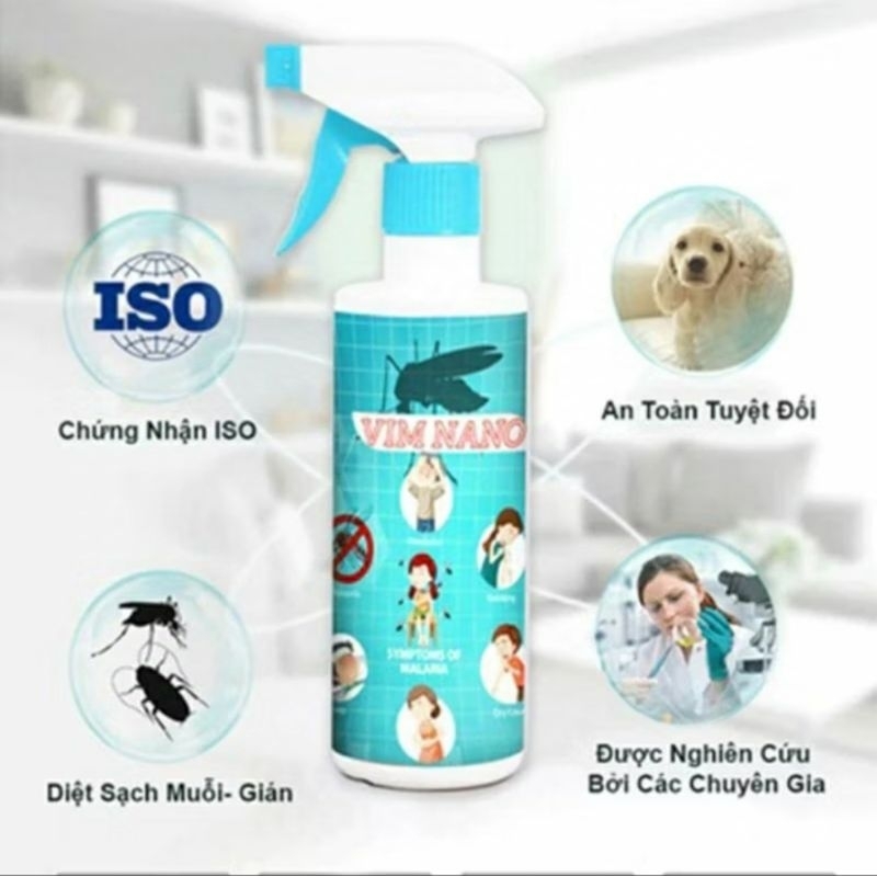 Chai Xịt Đuổi Muỗi, Côn Trùng Vim Nano 500ml Mùi Hương Dễ Chịu Chiết Xuất Từ Thảo Mộc