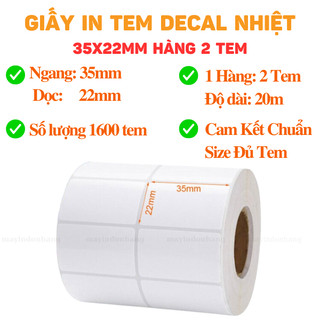 Decal in tem mã vạch nhiệt 35x22 [2 Tem - 20m - 1600 Tem]