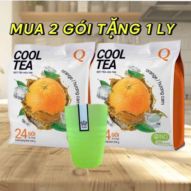 Trà cam hoà tan Cool tea (24 gói x14g) Trần Quang [MUA 2 GÓI TẶNG 1 LY]