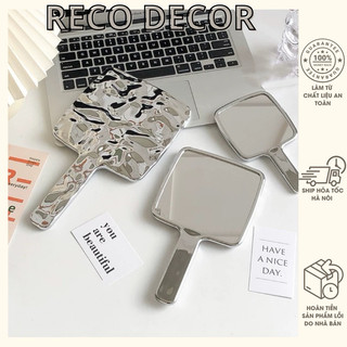  Gương Mini Cầm Tay Vân Sóng Nước Bỏ Túi Trang Điểm RECO 