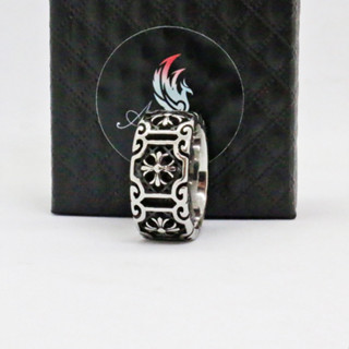 Nhẫn Titan không rỉ unisex tinh xảo họa tiết hoa Iris retro, nhẫn hiphop, punk - R085 - s6 - Aluha