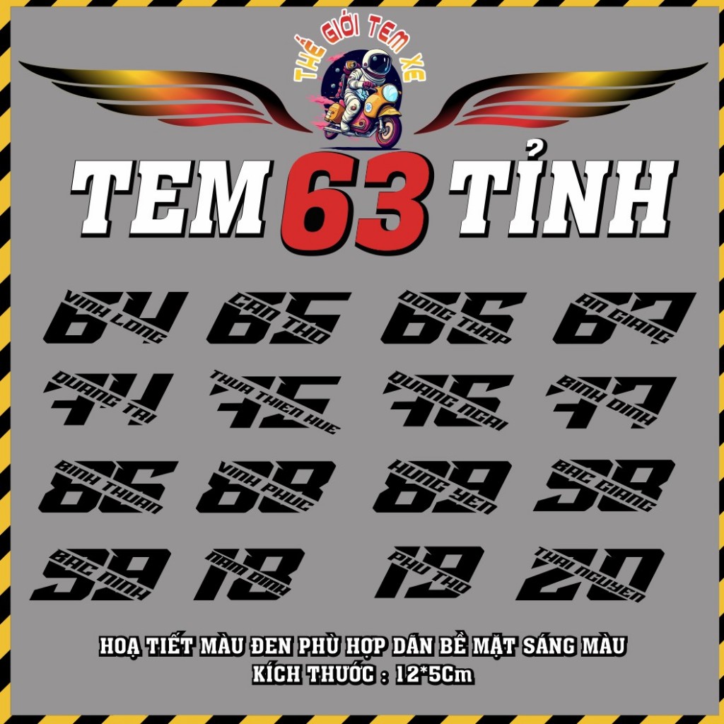 Tem Tỉnh Thành Việt Nam .Tem 63 Tỉnh Thành Giá 1 Tem Tem PVC 3 Lớp Chống Nước #temxewave #temdanxe