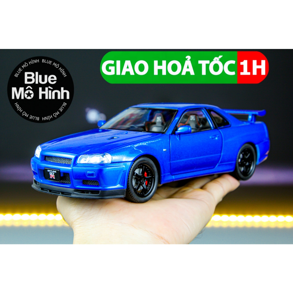 Mô hình xe Nissan Skyline GTR R34 JDM 1:24 Xanh