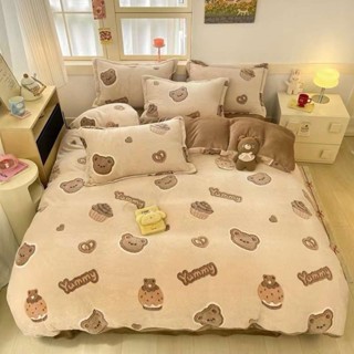 Bộ Chăn Ga Gối Nỉ Nhung 5D, Ga gối Nỉ Nhung Tuyết Sữa Các Mẫu Đẹp