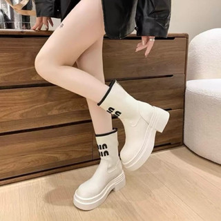  Bốt da nữ cao cổ Đế Xuồng Buộc Dây lót lông Y03 