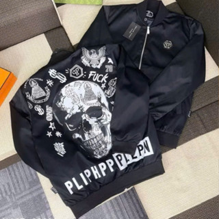 Áo Khoác Philipp Plein In 5D Chất Gió Hàng Quảng Châu 2 Lớp - Áo Khoác Bomber Nam Nữ Philipp Plein Phong Cách Phố Hot