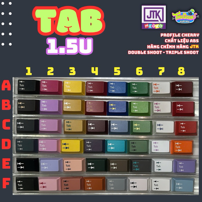 Keycap JTK | TAB R2 | Keycap lẻ | Mod JTK | Hàng grab | Double shoot | Chính hãng JTK