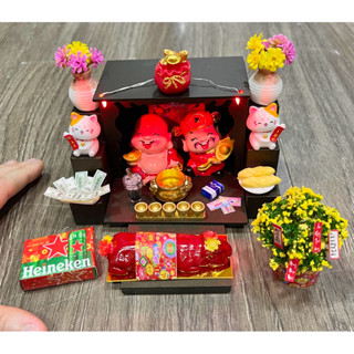 Bàn thờ thần tài ông địa mini chibi khung mica cao cấp sang trọng (xưởng sx sỉ-lẻ)