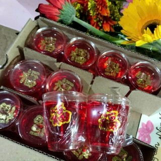 (1 cặp)Đèn cầy ly rượu bầu màu vàng,màu đỏ thắp sáng