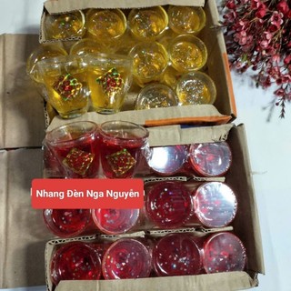 (1 cặp)Đèn cầy ly rượu bầu màu vàng,màu đỏ thắp sáng